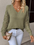 Hollow Knitted Jersey Sweater Hot Loose Leisure Long-Sleeved