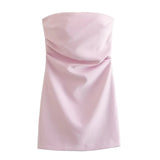 Girls Collared Braided Shoulder Dress Women's New Sexy High-Waisted Body-Suited Ass