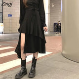 Dresses Women Ruffle Lace-up Irregular Hem Slim Elegant Vestido Feminino Club Party Medieval Gothic Vintage Female
