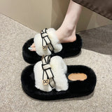 Fire Fur Slippers Women Wear 2025 Spring And Autumn New High-End Thick Background To Increase The Word Cotton
