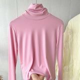 Zingj Shot Anti-Ball Cotton Pile Collar Wine Red Bottom Shirt Autumn Long-Sleeved T-Shirt Women With Slim Turtleneck