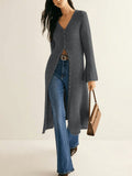 Retro Elegant Long-Sleeved Jacket Knitted Sweater Medium Long