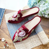 Zingj Head Slippers Fashion Embroidered Cloth Shoes Ethnic Wind Spring And Summer Ladies Sandals Slippers Cloth Art