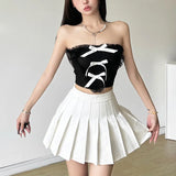 Zingj 2024 New Women's Wear Chic Sexy Bow Tight Love Flounce Small Vest-Outfit