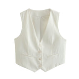 Women's Retro Solid Color Candy Color V-Neck Short Suit Vest / Horse Clip