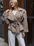 Women's Loose Casual Collar Tie Medium Long-Term Wind