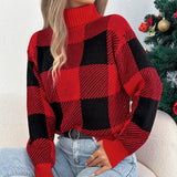Autumn And Winter Casual Lattice Lantern Long-Sleeved Turtleneck Sweater Women's