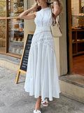 Design Long Dress 2025 Autumn And Winter New Sleeveless Collar Lace Hollow Waist Thin Dress Dress