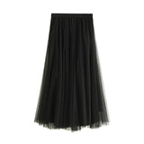 Long Yarn Skirt Half Dress Girl Autumn And Winter High Waist Long Net Yarn Skirt 100 Folding Skirt A Skirt Fairy Dress