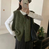 Plush Velvet Vest Korean Simple Soft Sweater Women Loose Folding Knitting