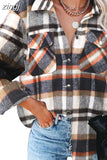 Fleece Jacket Women Plaid Coat Fall Warm Checkered Outerwear Fall Female Long Sleeve Tops Shirt Women Fashion Jacket