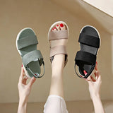Version Of Casual Sandals Women's 2025 Summer New Round Head Loose Cake Broadband Sandals Magic Sticky Trendy Beach