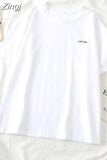 Women Short Sleeve Tees O-neck Embroidery All-match Basic Fashion Unisex Teenagers Leisure Soft Summer Simple