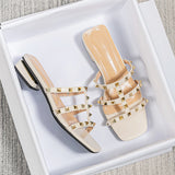 New External Wearing Rivet Slippers Women Lazy Heel Sandals Half-Taker Size
