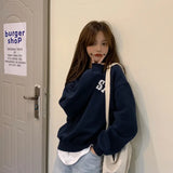Zingj 2024 New Embroidered Letter Thin Hoodie Female Loose Round Collar Fashion Student Long Sleeve Jacket Coat