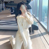 Women Joggers Casual Hoodies Beige Fashion New Hooded Korean Style Loose Crop Top Two Pieces Outfits Drawstring