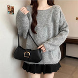 Three-Dimensional Butterfly Knitted Shirt Lazy Spring And Autumn Collar High-End Sweater Top New Spring And Autumn