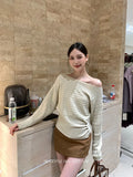 Xixi 2025 Autumn New White Label Elegant Collar Knitted Shirt With Long-Sleeved Top Sweater Female