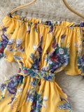 Bohemian Floral Chiffon Long Dress Women Sexy Off Shoulder Ruffle Puff Short Sleeve High Waist A-Line Big Swing