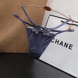 Ice Silk Slipless Low-Rise Thin Belt Thong Women's Hot Trousers Embroidery Squeal Cotton Net Lust