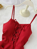 2023 Women Irregular Hem Beach Party Mini Dress Vestidos Sexy Sleeveless High Waist Drawstring Red/Green Strap Dress