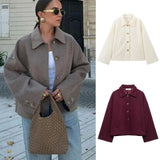 Women's ZA Autumn And Winter Street Fashion Short Shirt Collar Collar Hair