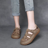 Kraft Hand-Made Retro Hollow Sandals Women 2025 Summer New Comfortable Thick-Soled Casual Roman