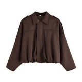 Color 2025 Spring And Autumn Leisure Tuffen Texture Collar Pilot Jacket Women