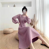 And Winter Goddess Fan Sweater Dress 2025 New Female Waist Thin French Style Knitted Dress Dress Dress Dress