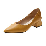 Korean Version Of Thick Heel High-Heeled Single-Shoe Women's Pointed Professional Shoes Black Heel Shoes To Work