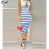 Sleeveless Striped Print Colorblock Eyelet Lace Up Casual Tight Skinny Bodycon Dresses Loungewear Women Tank Dresses
