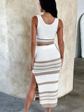 Shirt Striped Short Shirt Fork Bag Hip Half Dress Two-Piece Dress