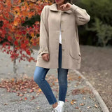 Autumn And Winter New Women's Collar Solid Color Casual Bow Hair Coat Women's