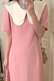 Fashion New Summer Woman Ruffes Dress Casual A-line Office Elegant Ladies Womens Black Dresses Modis Pullover Long