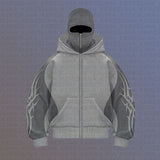 Street Color Double Hat Design Letter Hooded Cardigan Autumn And Winter Loose Y2K Sweater