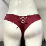 Color After The Hollow Strap Lace Side Thong Spliced Ice Silk Cotton Crotch Low-Rise Lady T-Trousers