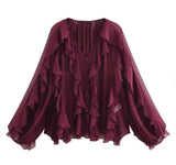 Women's Clothing 2025 Spring New Multi-Color Simple Cascade Decoration Chiffon