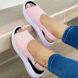 Women's Shoes Large Summer New Thick-Soled Simple Women's Single Shoes Magic Stick Casual Fish Mouth Sandals