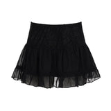 Is The Same Sexy; Lace Splicing Irregular Hanging Neck Vest + Short Skirt Tice Lace Perspective