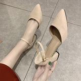 Heel Women's 2025 New Working Shoes Women Black Light Mouth Empty Single Shoes Female Buckle Net Red