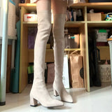 The Knee Boots 2025 Autumn And Winter New Fashion Sharp Head Thick And High Cylinder Elastic Thin Boots Small Long
