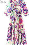 Printed Long Dress Women Cut Out Midi Dresses Woman Ruffle Beach Summer Dress Women 2023 Vintage Elegant Women's