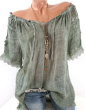 Solid Color Summer Women's Off-shoulder Short-sleeved