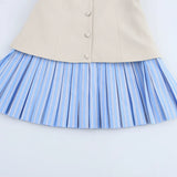 New Provincial Silk Splicing Hundred Folds Hem Hanging Dress