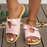 Flat Bottom Slippers Women Wear 2025 New Round Head Bow One-Legged Lazy Shoes