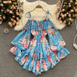 Vacation Word Shoulder Print Chiffon Jumpsuit Skirt Super Fairy Loose Broad Leg Pants Shorts
