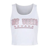 2024 Summer New Personality Trend Small Vest Fashion Casual Repair Printing Hot Diamond Top