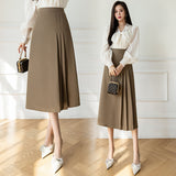 Long Pleated Skirt Female Spring / Summer 2025 New High-Waist A Line Black Suit Skirt Korean Version Versatile Commuter