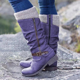 Autumn And Winter Trouser Boots Women Large Size Thick And High-Heeled Boots Belt Buckle Fashion Thin Boots