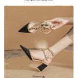 Set 2025 Pointed Rivet Shoes Tip Coated Roman Sandals Women Wear Fashion Comfortable Retro Women's